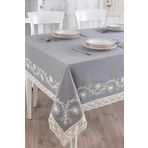 Ödel Home Dantelli İplik İşlemeli Masa Örtüsü Antrasit 140 x 180