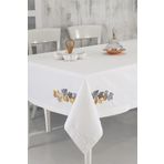 Ödel Home Dantelli Yaprak Nakışlı Masa Örtüsü Beyaz 140 x 240