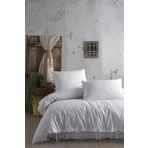 Ödel Home Fitilli Çizgi Desenli Nevresim Takımı Beyaz 200 x 220