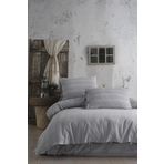 Ödel Home Fitilli Çizgi Desenli Nevresim Takımı Gri 160 x 220