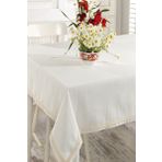 ÖDEL HOME Kalın Buldan Kumaşı Dantel Kenarlı Masa Örtüsü Naturel 140 x 180