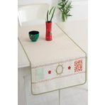 Ödel Home Naturel Renkli Biyeli Motifli İşlemeli Runner Yeşil 50 x 130