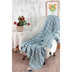 Ödel Home Ponpon Detaylı Fitilli Buldan Kumaşı Koltuk Örtüsü - 140 x 180 cm - Petrol