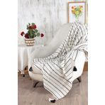 Ödel Home Ponpon Detaylı Fitilli Buldan Kumaşı Koltuk Örtüsü Naturel - Siyah 140 x 180