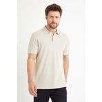 odelon Basic Regular Fit Erkek Bej Polo Yaka Tişört