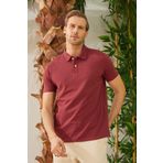 odelon Basic Regular Fit Erkek Bordo Polo Yaka Tişört
