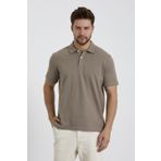 odelon Basic Regular Fit Erkek Vizon Polo Yaka Tişört
