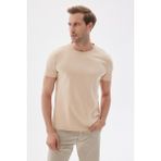 Odelon Erkek Bisiklet Yaka Slim Fit Basic Tişört Bej