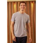 Odelon Erkek Bisiklet Yaka Slim Fit Basic Tişört Gri Melanj - XL
