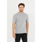 Odelon Erkek Bisiklet Yaka Slim Fit Basic Tişört Gri Melanj - XXL