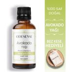Odesense Avokado Yağı 50 ml Soğuk Sıkım Doğal ve Saf Cilt ve Saç Bakım Yağı Bez Kese