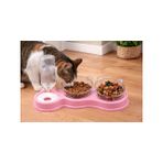 Odesia Çift Hazneli 3’lü Kedi ve Köpek Mama & Su Kabı – Otomatik Su Hazneli, 500 ml (Pembe)