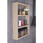ODESSIA 3 Katlı Duvar Rafı 43×60 Cm – Mutfak Baharatlık ve Kupa Düzenleyici, Banyo Ve Salon Dekor Rafı - Meşe