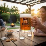 Odi Home 2 Adet Büyük Boy Renkli Beers Cheers Baskılı Cam Bira Bardağı Beer Glass Mug 600 ml - Şeffaf