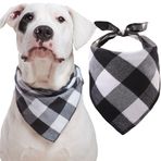 Odi Style Buffalo Ekose Köpek Bandanası - Yumuşak, Nefes Alabilir ve Göz Alıcı Köpek Bandanaları, Mendil Eşarpları, Büyük ve Ekstra Büyük Köpekler için Aksesuarlar, Yavru Köpekler, Siyah ve Beyaz, Tek