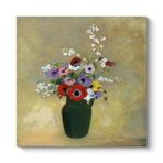 Odilon Redon - Büyük Yeşil Vazo ile Karışık Çiçekler Tablosu 60 x 60