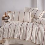 Odin %100 Pamuklu Yıkamalı Ipliği Boya Vintage Tek Kişilik Nevresim Takımı 160*220 Odntkt - Sarı - Krem