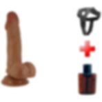 Odins Shop19,4 cm Belden Bağlamalı Çift Katmanlı Gerçekçi Titreşimli Dildo Vibratör Penis