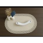 ODIYO Oval Jüt Runner Masa Örtüsü, 30x70 cm, Hasır Dokuma, Çift Taraflı, Doğal (beyaz)