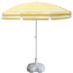 Ods Plaj Şemsiyesi 200/8 Sarı-Beyaz Çizgili + 20 Litre Bidonlu - 200 cm - Sarı - Beyaz