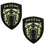 ODSS Medal of Honor Patch Kızgın Kükreyen Ayılar Karanlıkta Parlayan Lazer Kesim Aplike Aydınlık Yamalar Taktik Askeri Moral Amblem Rozeti Kanca ve Döngü Destekli