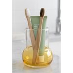 Oduman Modern Minimalist Cam Diş Fırçalık - Banyo Organizeri (11 cm) - Kehribar Sarısı