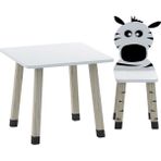 Odun Concept Ahşap Çocuk Oyun ve Aktivite Masa Sandalye Takımı Ahşap Zebra