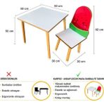 Odun Concept Çocuk Aktivite Masa ve Sandalye Takımı - Mdf- Karpuz - Yaz Sil Özellikli - Renkli