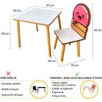 Odun Concept Çocuk Aktivite Masa ve Sandalye Takımı - Mdf- Top Dondurma - Yaz Sil Özellikli - Renkli