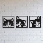 Odun Marketi 3Lu Kedi Ahsap Dekoratif Duvar Tablosu 30X30 Cm