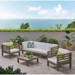 Oduns Antero 3+1+1 Bahçe Balkon Teras Ahşap Oturma Grubu (Beyaz)