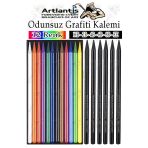 Odunsuz Grafiti Kalemi 12 Renk ve 6 Siyah 1 Paket Odunsuz Kömür Kalemi Füzen Çizim Eskiz Kalemi Karakalem Kalemi