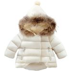 Odziezet Bebek Kapüşonlu Ceket Kız Erkek Uzun Kollu Parka Aşağı Ceket Sonbahar Kış Sıcak Giysiler 0-7 Yıl, A-beyaz, 2-3 Years