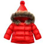 Odziezet Bebek Kapüşonlu Ceket Kız Erkek Uzun Kollu Parka Aşağı Ceket Sonbahar Kış Sıcak Giysiler 0-7 Yıl, a-kırmızı, 4-5 Years