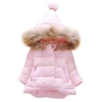 Odziezet Bebek Kapüşonlu Ceket Kız Erkek Uzun Kollu Parka Aşağı Ceket Sonbahar Kış Sıcak Giysiler 0-7 Yıl, pembe, 4-5 Years
