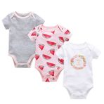 Odziezet Bebek Kız 3 Parça Tulum Yenidoğan Kısa Kollu Tulum Bebek Tek Parça Tulum 3'lü Paket Yaz Pijaması Üniseks Bebek Tulumu Bebek Pijama Takımları Yumuşak Yelek 0-12 Ay, karpuz, 9-12 Months