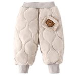 Odziezet Erkek Bebek Kız Kış Pantolonu Üniseks Tek Renk Eşofman Altı Çocuk Ayarlanabilir Pullu Eşofman Altı Çocuk Sevimli Ayı Pantolonu Kalın Termal Polar Pantolon 2-7 Yaş, beyaz, 6-7 Years