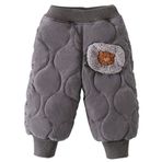 Odziezet Erkek Bebek Kız Kış Pantolonu Üniseks Tek Renk Eşofman Altı Çocuk Ayarlanabilir Pullu Eşofman Altı Çocuk Sevimli Ayı Pantolonu Kalın Termal Polar Pantolon 2-7 Yaş, gri, 4-5 Years