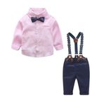 Odziezet Erkek Erkek Bebek Giyim Seti Bebek Uzun Kollu Gömlek Papyon + Askı + Pantolon Seti 3-36 M için 3'lü Paket