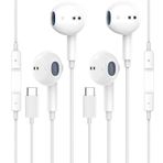 OECLAL Samsung S23 FE S22 S21 S20 A53 A54 için 2 Paket USB C Kulaklık Kablolu Kulakiçi Mikrofon Ses Kontrollü Kulak Tipi C Kulaklık Bas Stereo Çoğu Android'e Uyar.