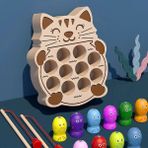 Oein Çocuklar Ahşap Balıkçılık Oyuncakları Manyetik Balıkçılık Oyunu Montessori Entelektüel Oyun Setleri Ince Motor Becerileri Eğitimi Erkek Kızlar Hediye Renk: Cat-1 (Yurt Dışından) - Renkli
