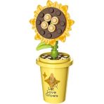 Oein Mikro Yapı Taşları Çiçek Oyuncakları Diy Ev Masası Fabrikası Serisi Dekorasyon Saksı Simüle Edilmiş Flowermodel Set Çocuk Oyuncakları Hediyeler Renk: Ayçiçeği (Yurt Dışından) - 1