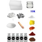 OEM 15K Mum Yapım Başlangıç Seti 1kg Parafin Kavanoz 5 Esans 5 Boya Fitiller Stearin Evde Mum Yapımı