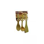 OEM 5224Gok223483 3Pcs Ahşap Bambu Mutfak Servis Seti Kaşik=27Cm - Kepçe=27Cm - Spatula=32Cm (4457)