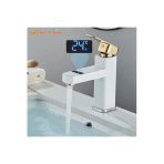 Oem Akıllı Dijital Sıcaklık Led Ekran Banyo Lavabo Bataryası Beyaz Gold İthal 7 Yıl Garantili