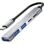 Oem Auris Metal Type C To 5 Portlu USB 3.0 Pd Çevirici Hub Adaptör
