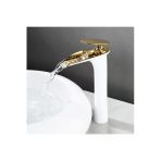 Oem Banyo Çanak Lavabo Bataryası Beyaz / Gold Renk Yeni Şelale Model 7 Yıl Garantili Ithal