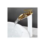 OEM Banyo Çanak Lavabo Bataryası Beyaz/Gold Renk Yeni Şelale Model 7 Yıl Garantili Ithal BEYAZ GOLD, Model Kodu: A822