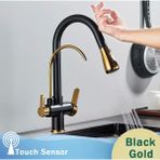 OEM Banyo Lavabo Bataryası Altın Dore Gold Şelale Tasarım Yeni 7 Yıl Güvenceli - Siyah - Altın