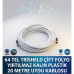 OEM Çanak Anten Uydu Televizyon Kablosu Rg6 Hd 64 Tel Trısheld Çift Folyo Yırtılmaz Kalın Plastik 20 Metre Uydu Kablosu - 3